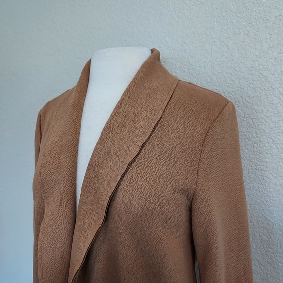 NEW Rielle Beige Faux Leather Long Open Coat Size L - Picture 7 of 12